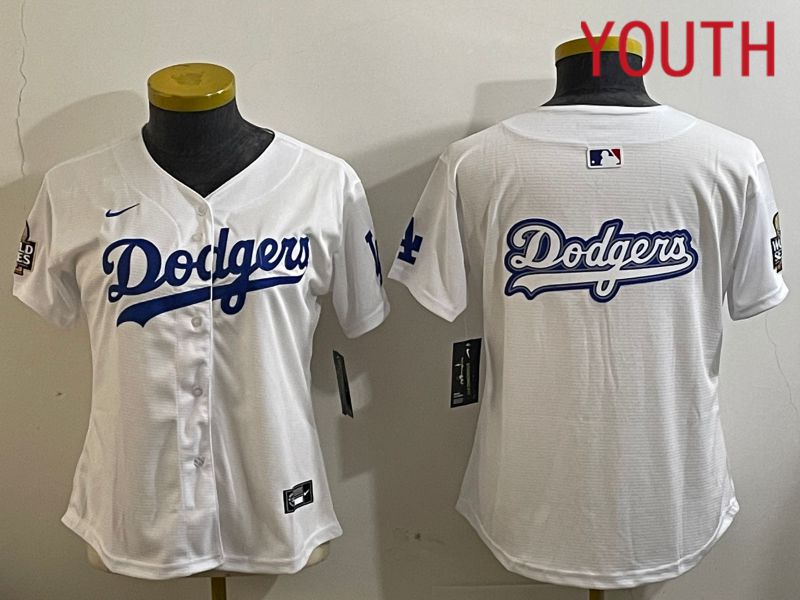 Youth Los Angeles Dodgers Blank White Game 2024 Nike MLB Jersey style 112114->youth mlb jersey->Youth Jersey
